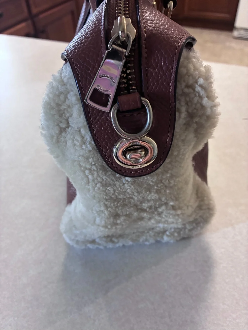 Authentic Coach Bennett Shearling Mini Satchel Bag Saddle F36689